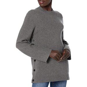 Theory Gray Crew Neck Sweater with Side Buttons